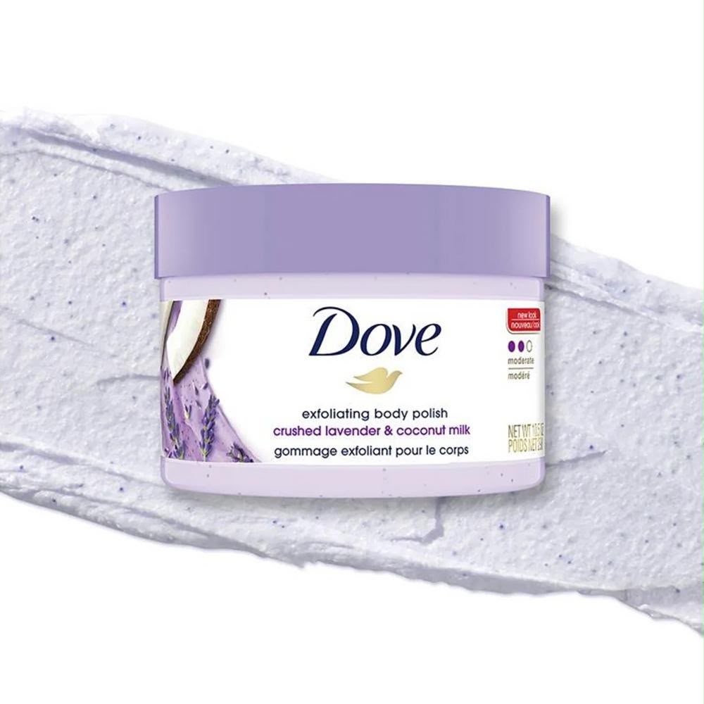 DOVE EXFOLIATING BODY POLISH CRUSHED LAVENDER&COCONUT MILK 298GM