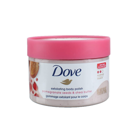 DOVE EXFOLIATING BODY POLISH POMEGRANET SEED&SHEA BUTTER 298GM