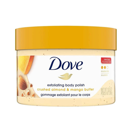 DOVE EXFOLIATING BODY POLISH CRUSHED ALMOND&MANGO BUTTER 298GM