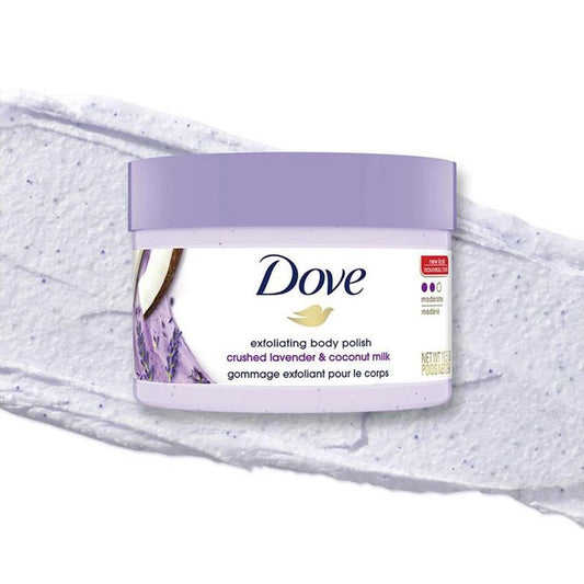 DOVE EXFOLIATING BODY POLISH CRUSHED LAVENDER&COCONUT MILK 298GM